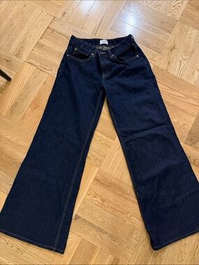 Motel Rocks Low Rise Slouchy Flare Jeans in Indigo